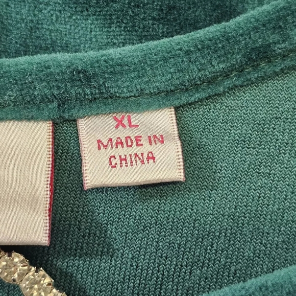 Women's XL Quacker Factory Keyhole Velour Tunic Rhinestone Holiday Blouse New wt - Picture 9 of 11